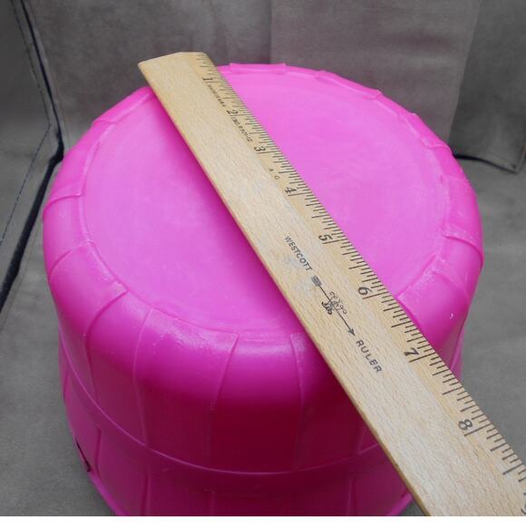 Vintage Easter Blow Mold Pink Bucket w/Wood Handle Spring Candy Basket - Picture 9 of 10